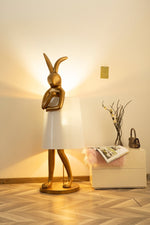 Hare Silhouette Sculptural Table Lamp in Gilded Finish