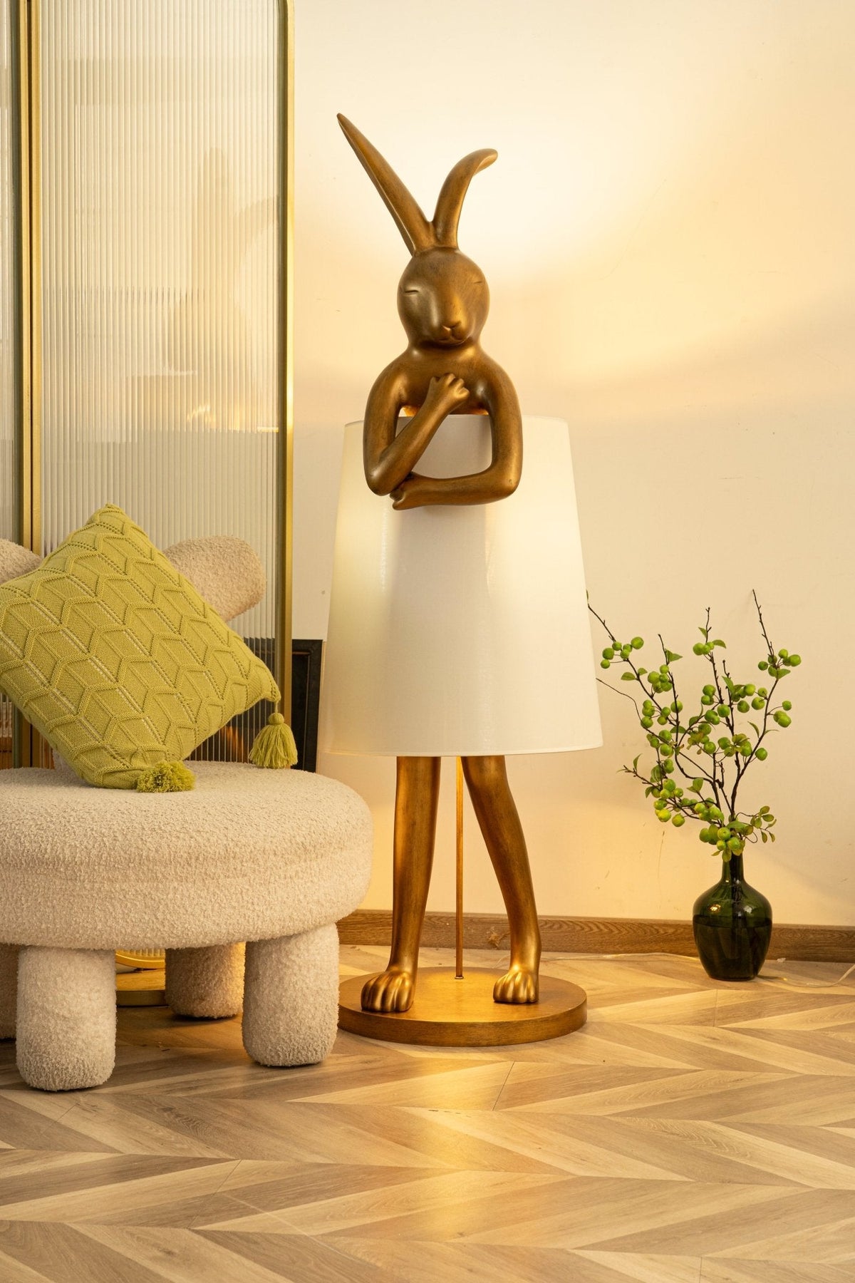Hare Silhouette Sculptural Table Lamp in Gilded Finish