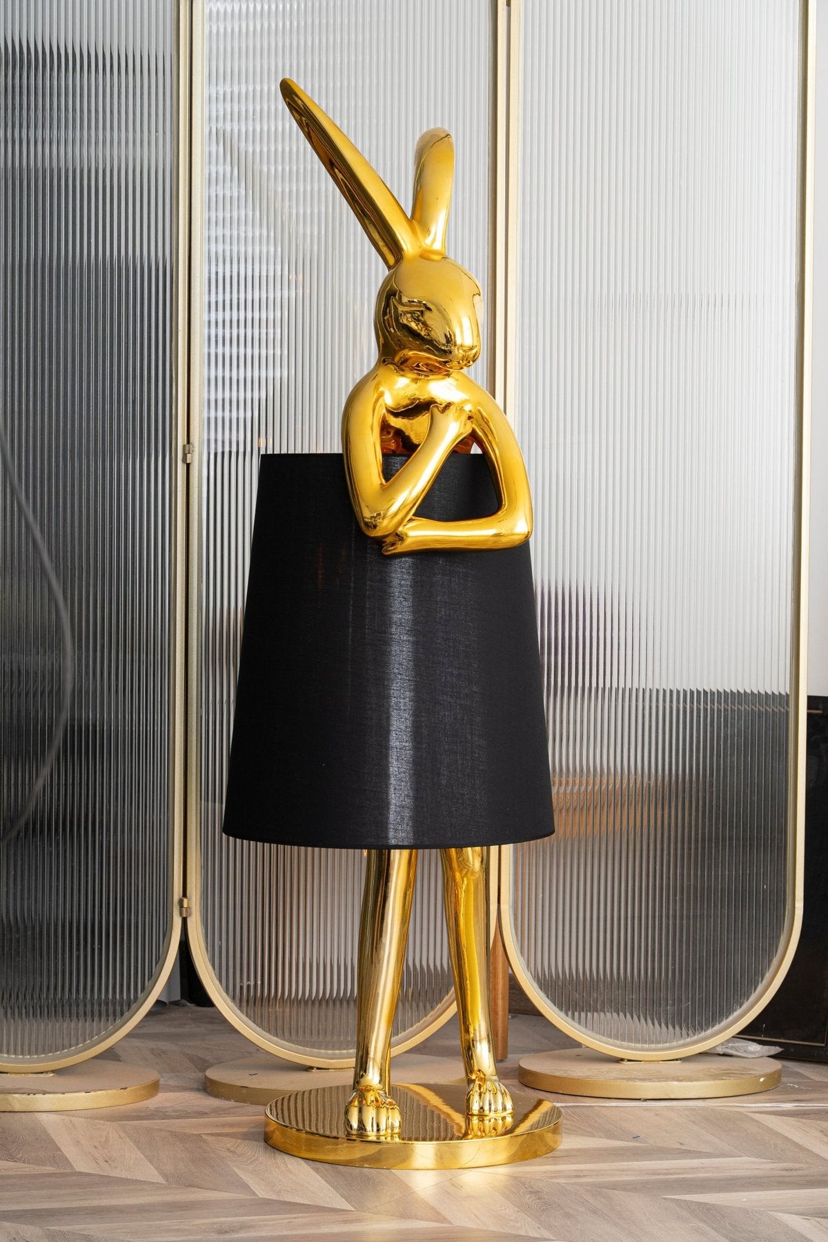 Hare Silhouette Sculptural Table Lamp in Gilded Finish