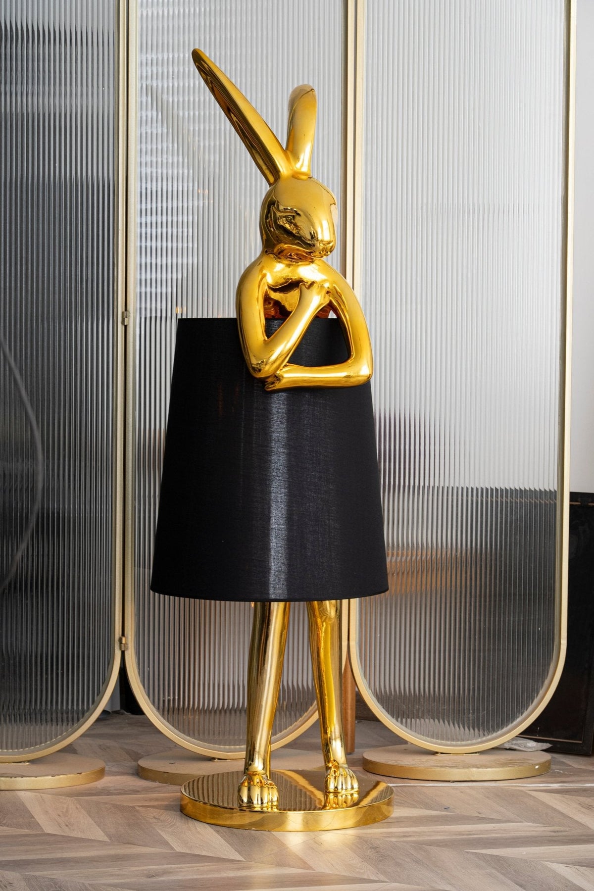 Hare Silhouette Sculptural Table Lamp in Gilded Finish