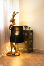 Hare Silhouette Sculptural Table Lamp in Gilded Finish