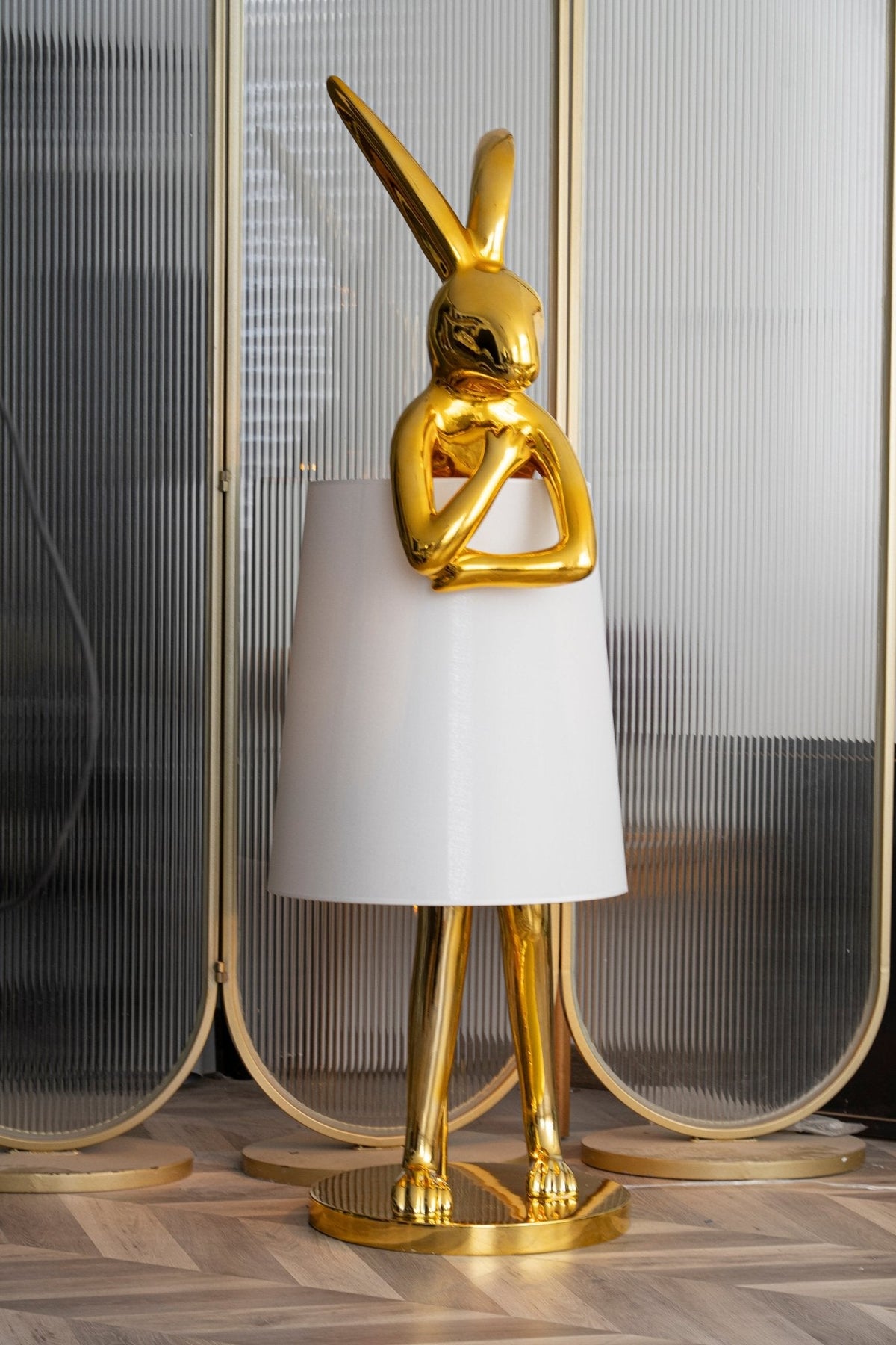 Hare Silhouette Sculptural Table Lamp in Gilded Finish