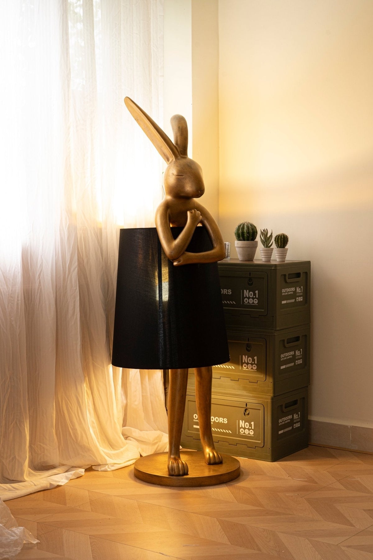 Hare Silhouette Sculptural Table Lamp in Gilded Finish
