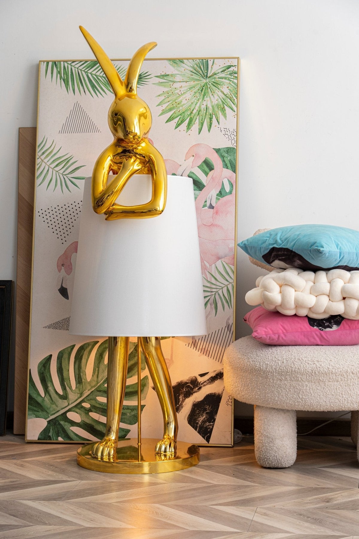 Hare Silhouette Sculptural Table Lamp in Gilded Finish