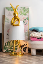 Hare Silhouette Sculptural Table Lamp in Gilded Finish