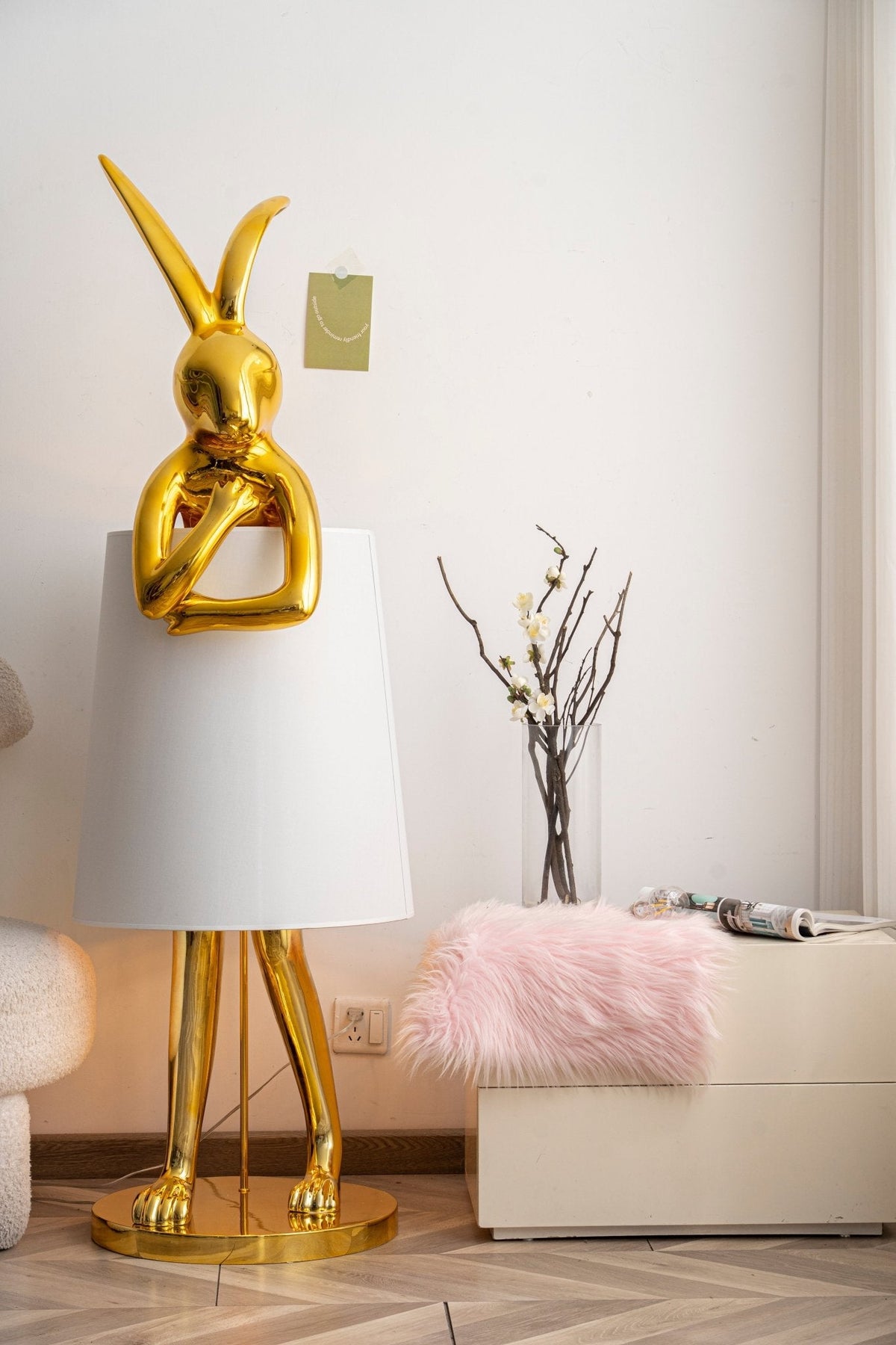 Hare Silhouette Sculptural Table Lamp in Gilded Finish