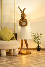 Hare Silhouette Sculptural Table Lamp in Gilded Finish