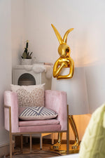 Hare Silhouette Sculptural Table Lamp in Gilded Finish