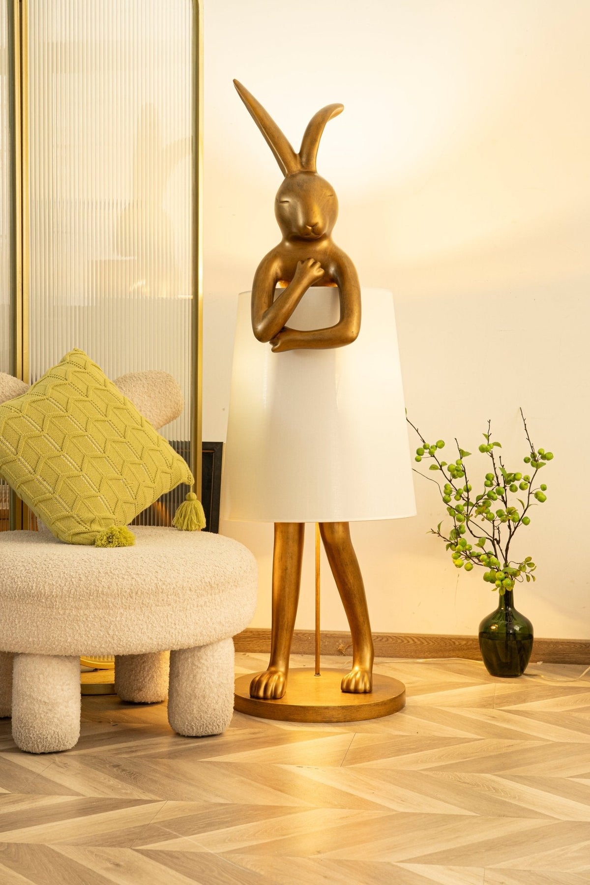 Hare Silhouette Sculptural Table Lamp in Gilded Finish