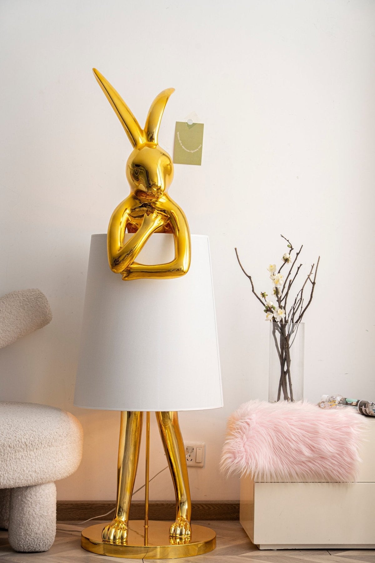 Hare Silhouette Sculptural Table Lamp in Gilded Finish