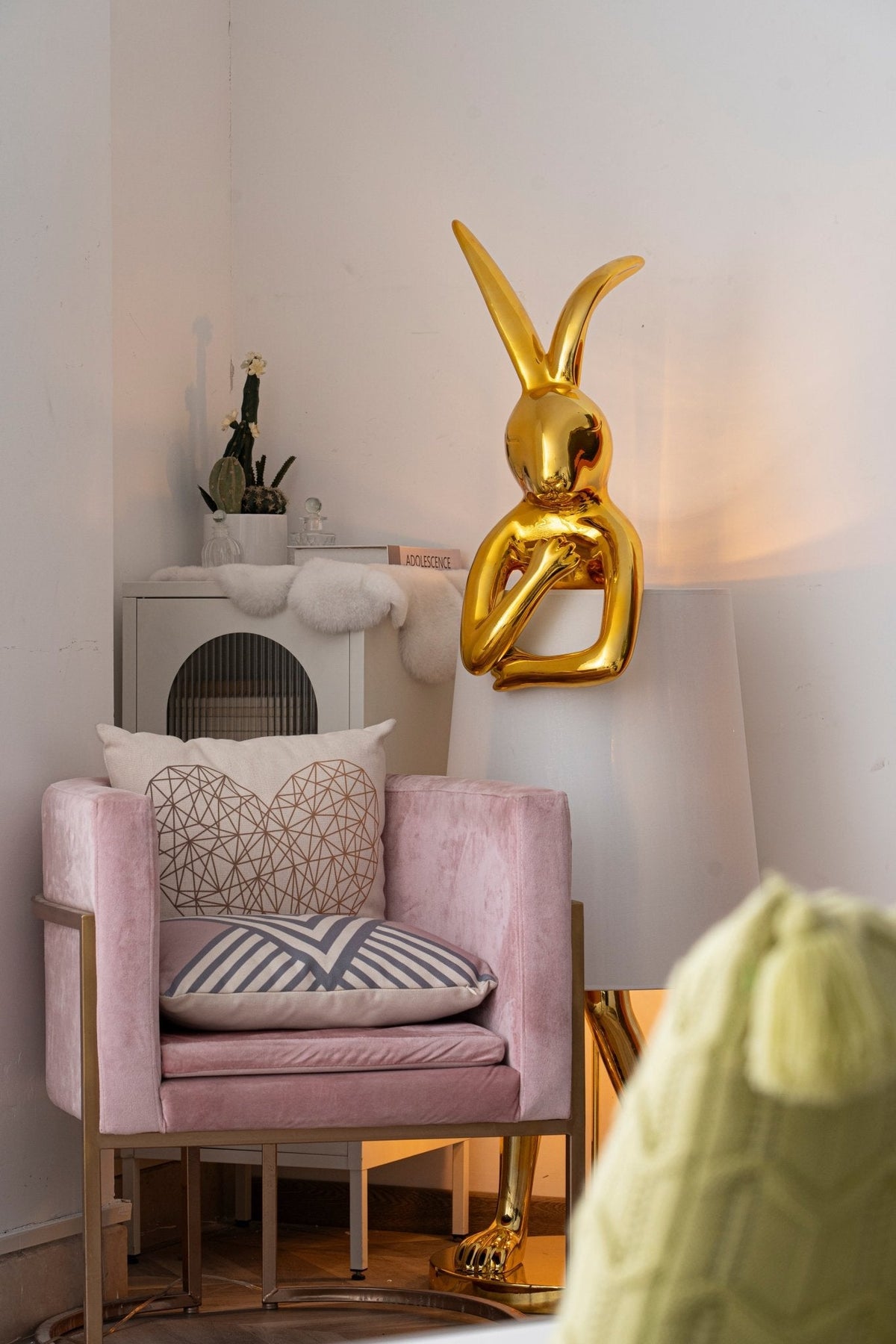 Hare Silhouette Sculptural Table Lamp in Gilded Finish