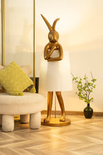 Hare Silhouette Sculptural Table Lamp in Gilded Finish