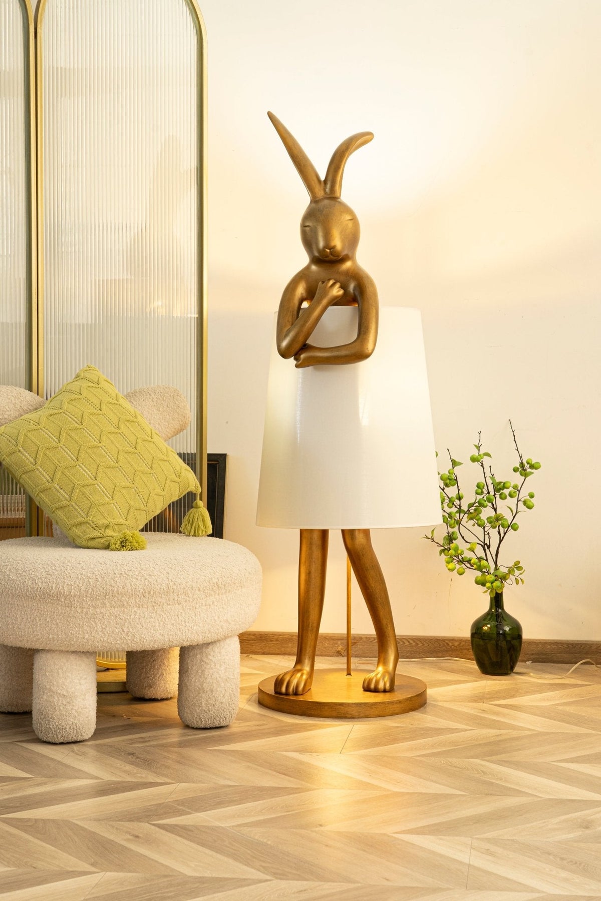 Hare Silhouette Sculptural Table Lamp in Gilded Finish