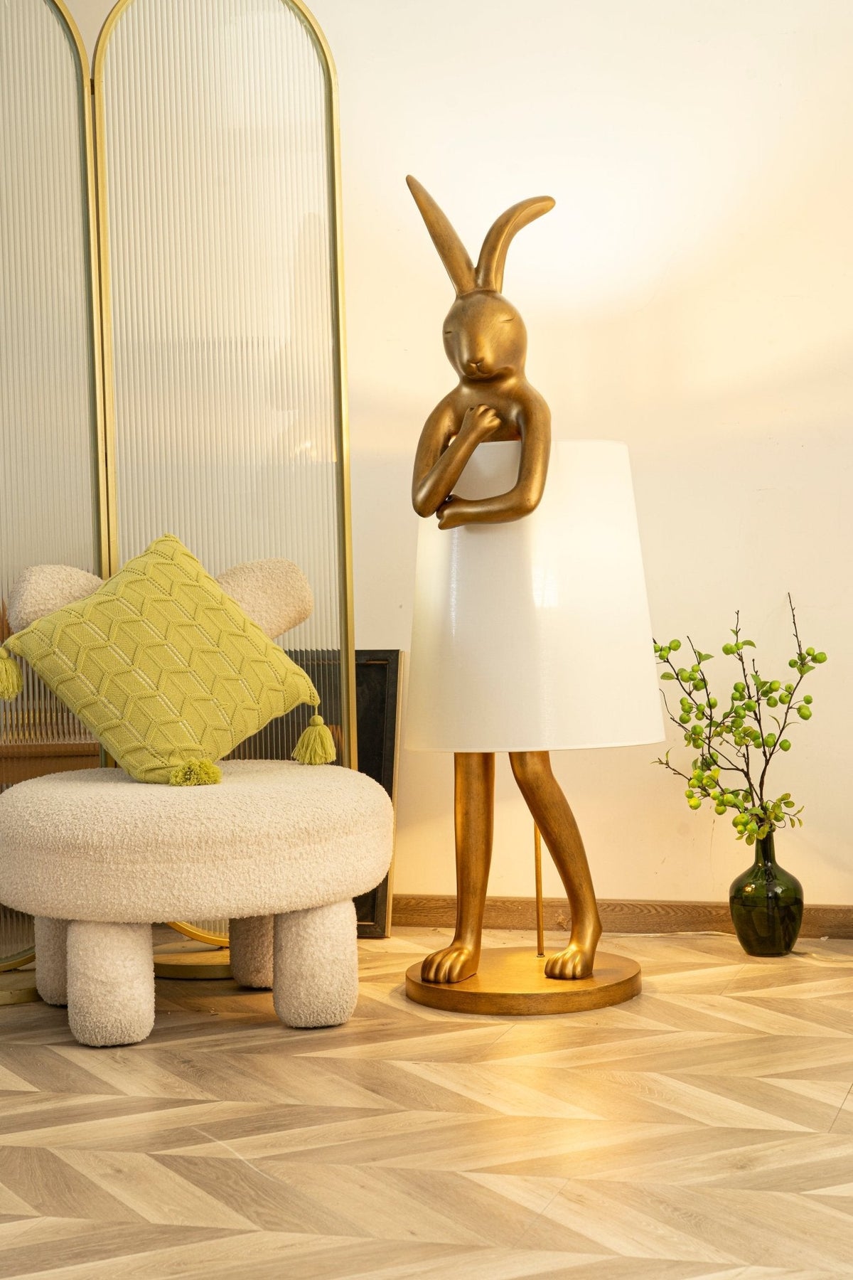 Hare Silhouette Sculptural Table Lamp in Gilded Finish