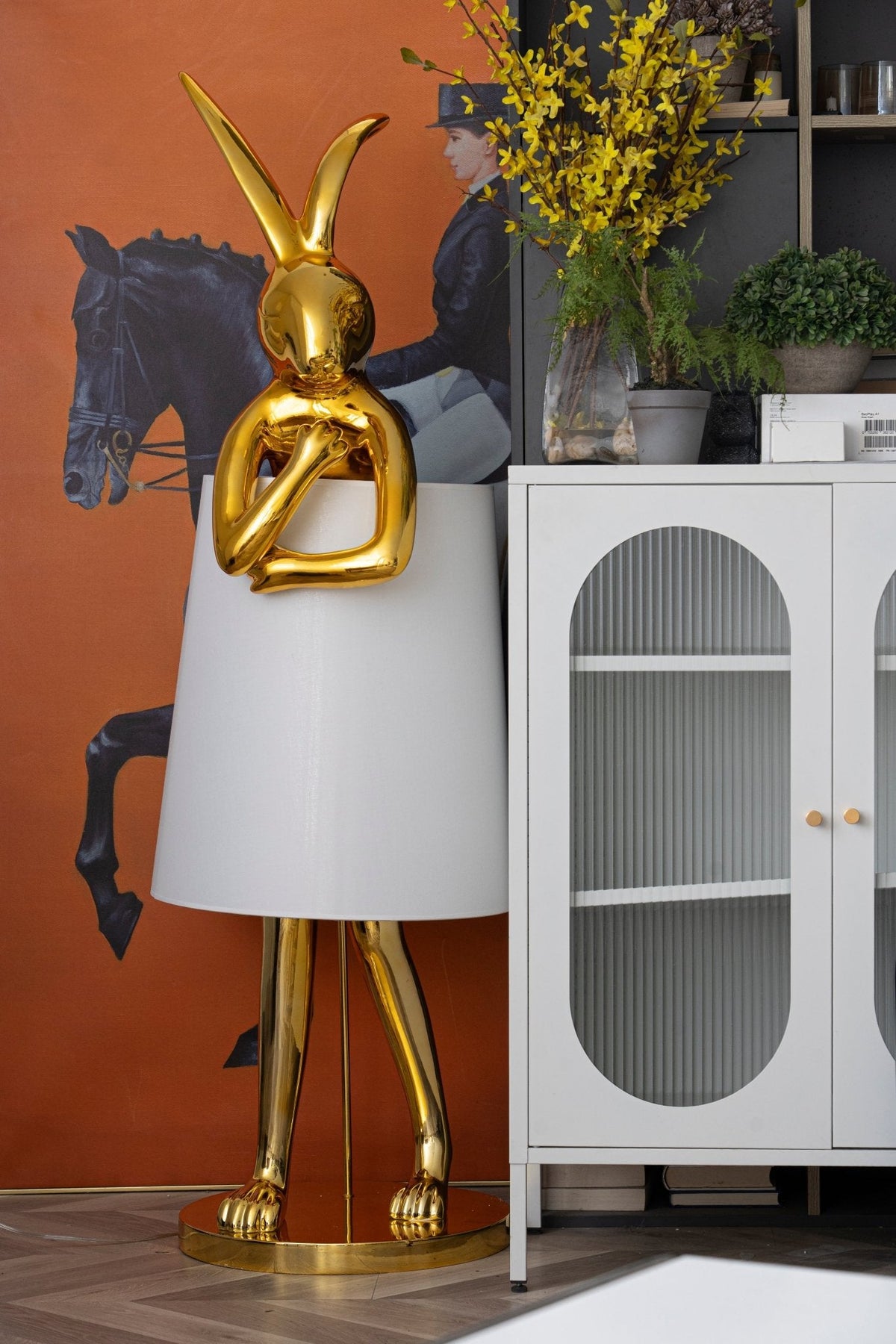 Hare Silhouette Sculptural Table Lamp in Gilded Finish