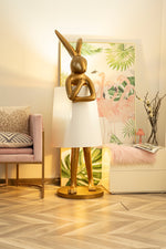 Hare Silhouette Sculptural Table Lamp in Gilded Finish