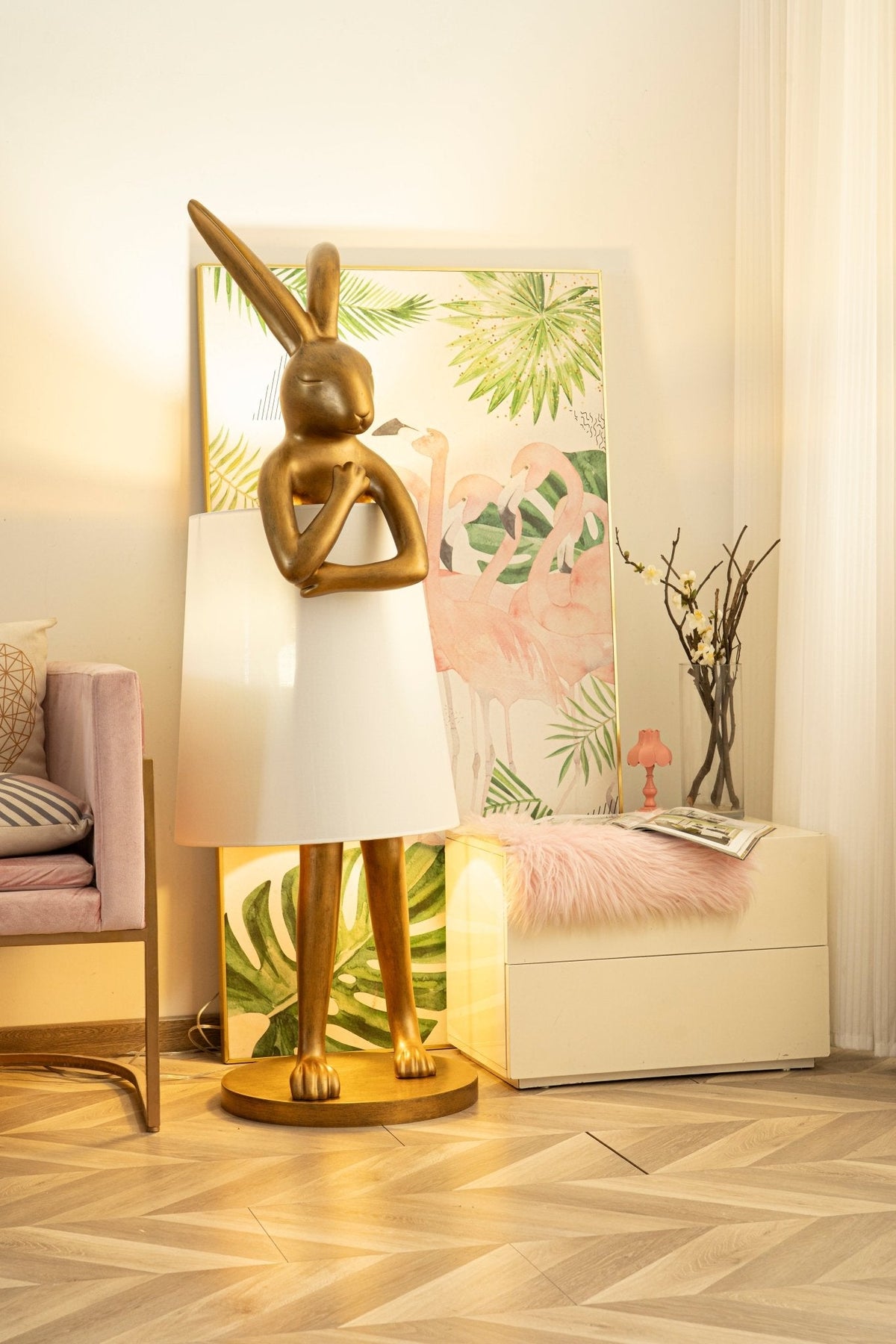 Hare Silhouette Sculptural Table Lamp in Gilded Finish