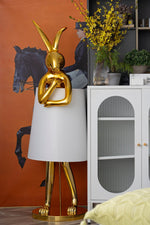 Hare Silhouette Sculptural Table Lamp in Gilded Finish