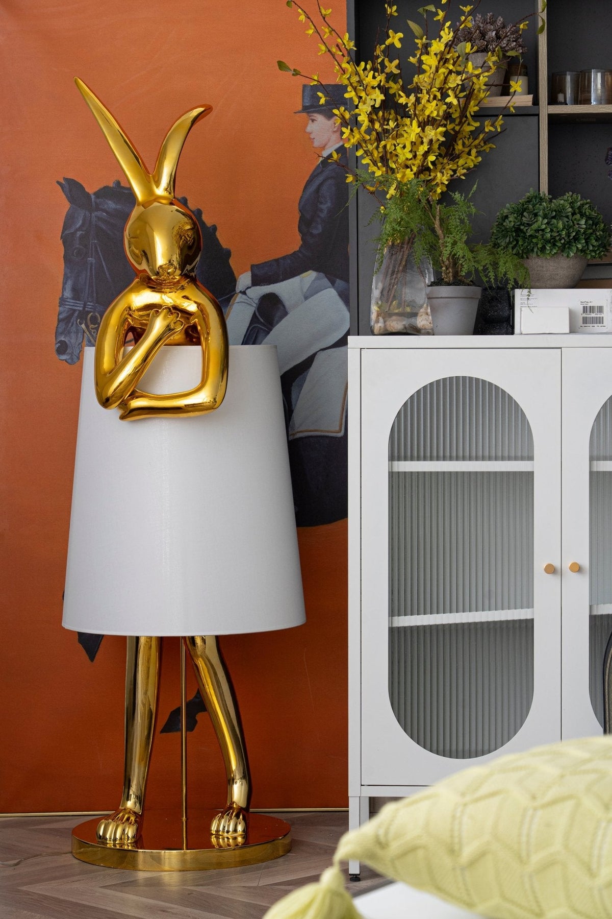 Hare Silhouette Sculptural Table Lamp in Gilded Finish