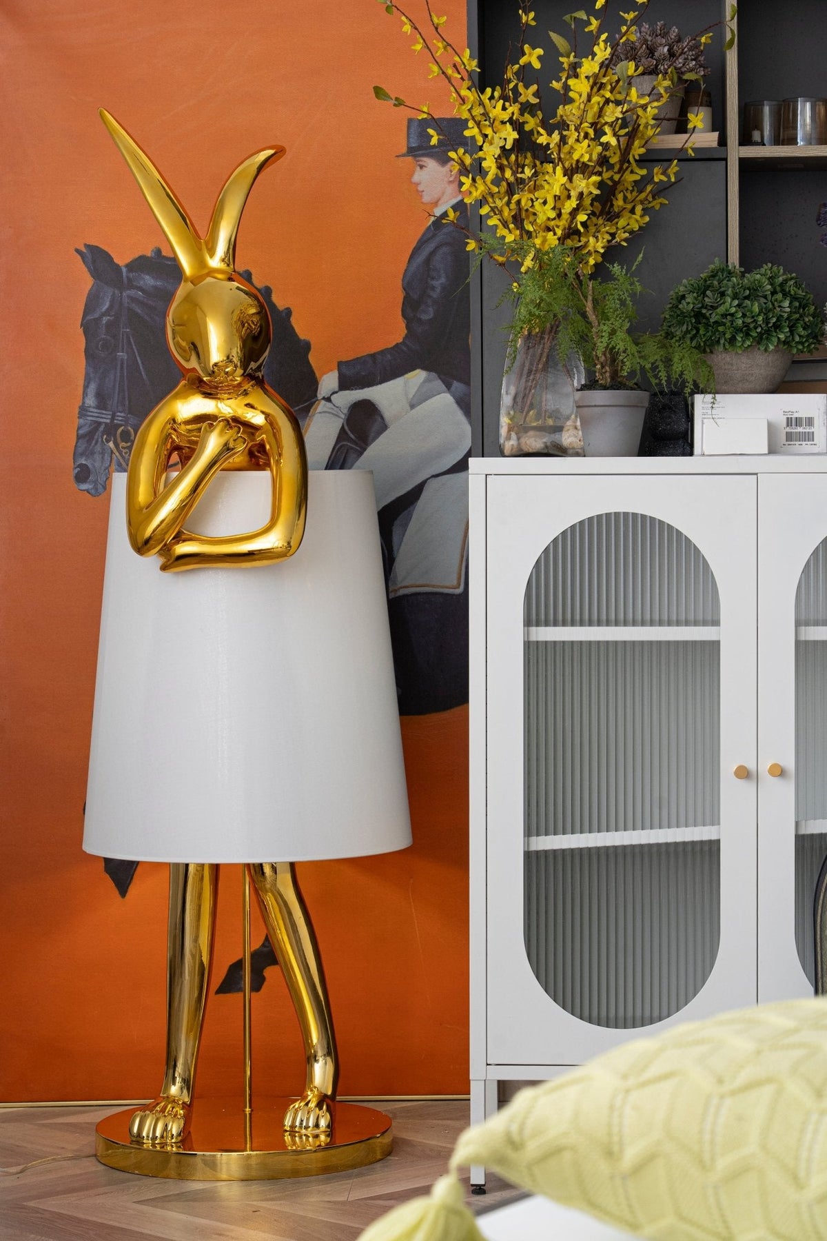 Hare Silhouette Sculptural Table Lamp in Gilded Finish