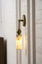 Harlin Alabaster Wall Sconce – Brass Modern Wall Light for Bedroom & Living Room