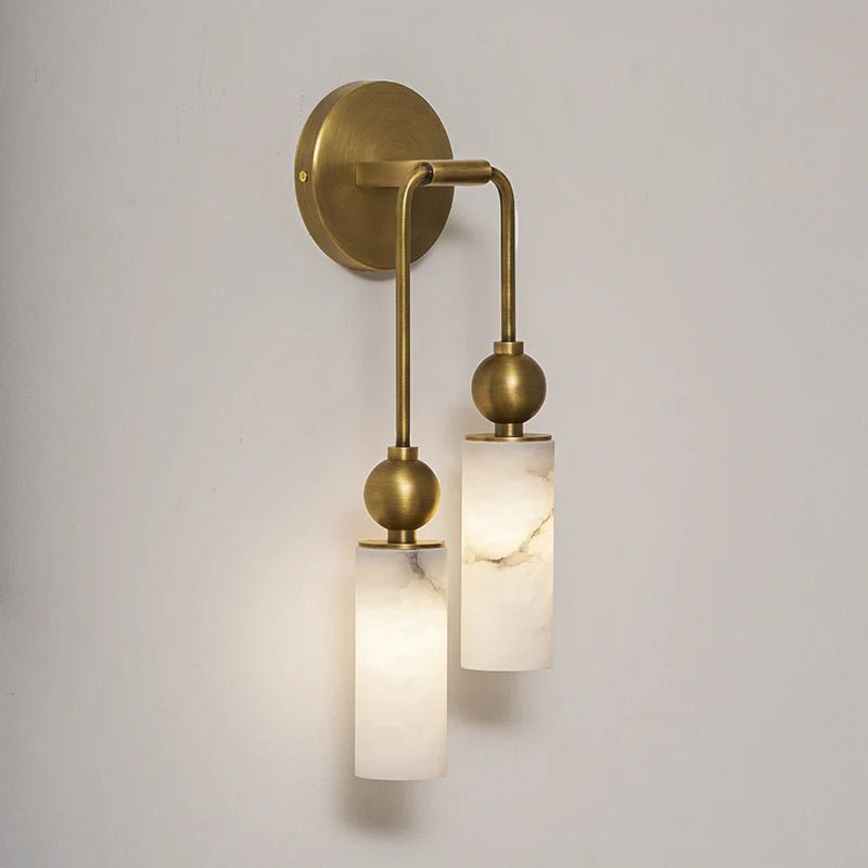 Harlin Alabaster Wall Sconce – Brass Modern Wall Light for Bedroom & Living Room