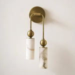 Harlin Alabaster Wall Sconce – Brass Modern Wall Light for Bedroom & Living Room