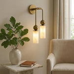 Harlin Alabaster Wall Sconce – Brass Modern Wall Light for Bedroom & Living Room
