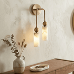 Harlin Alabaster Wall Sconce – Brass Modern Wall Light for Bedroom & Living Room