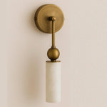 Harlin Alabaster Wall Sconce – Brass Modern Wall Light for Bedroom & Living Room