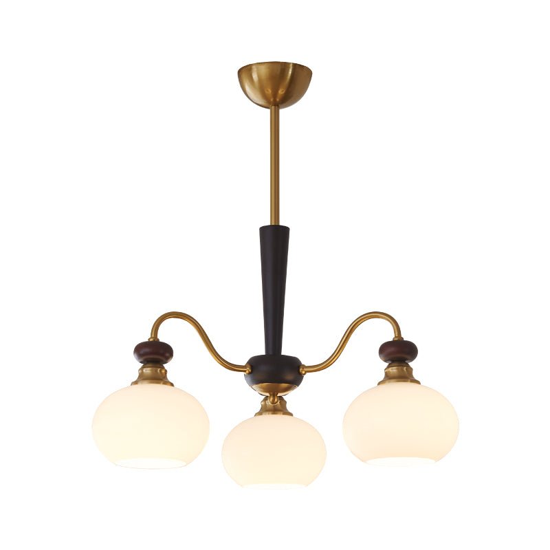 Harmonia Sphere Chandelier – Modern Walnut & Glass Pendant Light