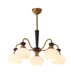 Harmonia Sphere Chandelier – Modern Walnut & Glass Pendant Light