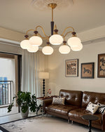 Harmonia Sphere Chandelier – Modern Walnut & Glass Pendant Light