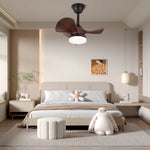 Harper Ceiling Fan Light with LED, Walnut & Black, Modern Designer Fan