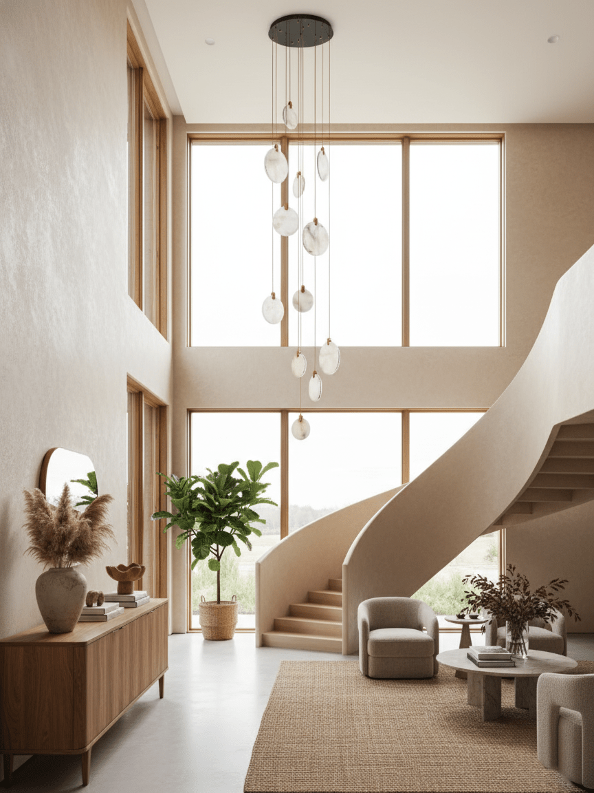 Harvest Alabaster Pendant Light – Natural Stone LED Chandelier
