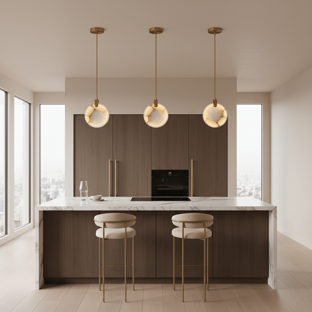 Harvest Alabaster Pendant Light – Natural Stone LED Chandelier