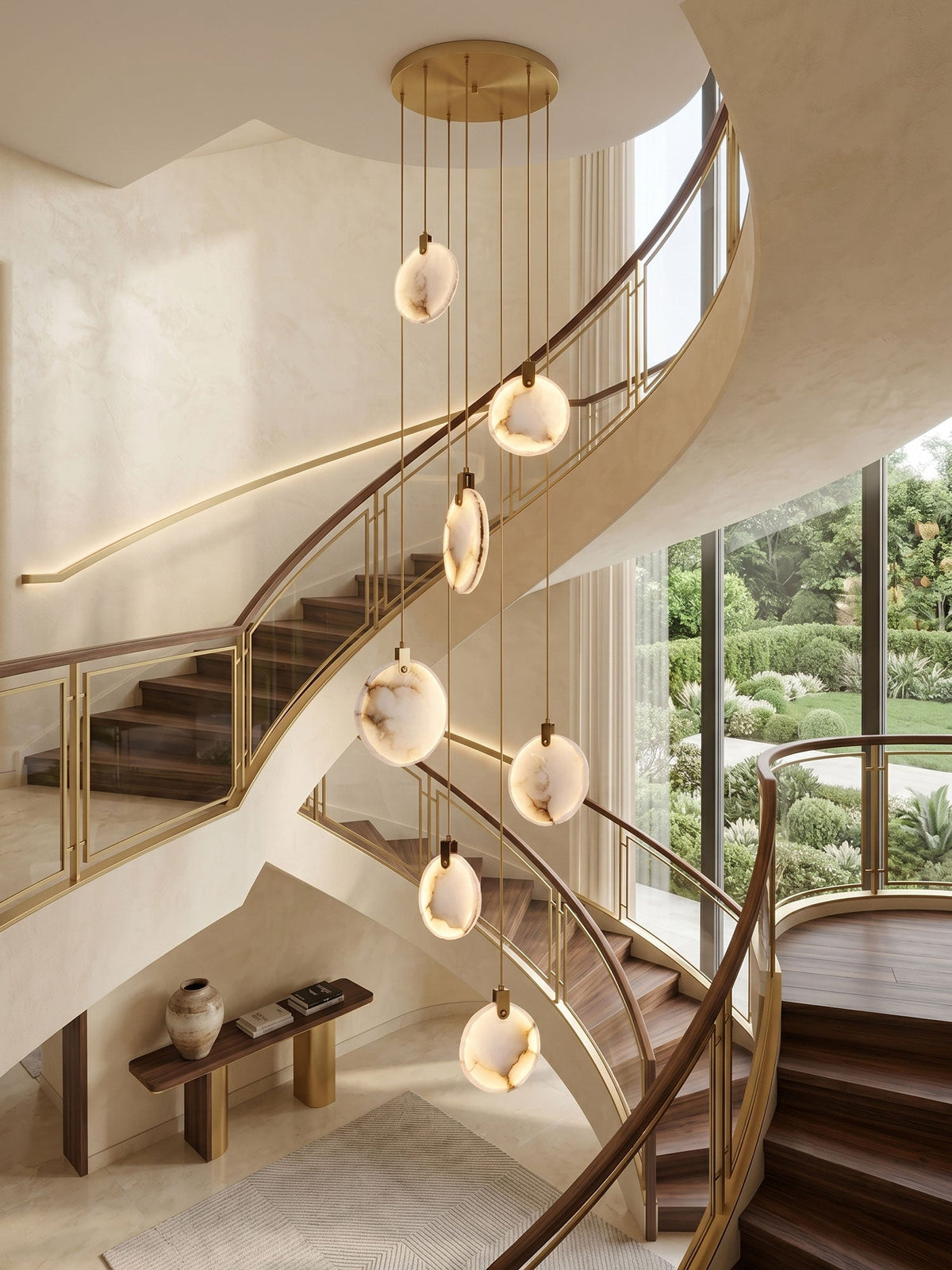Harvest Alabaster Pendant Light – Natural Stone LED Chandelier