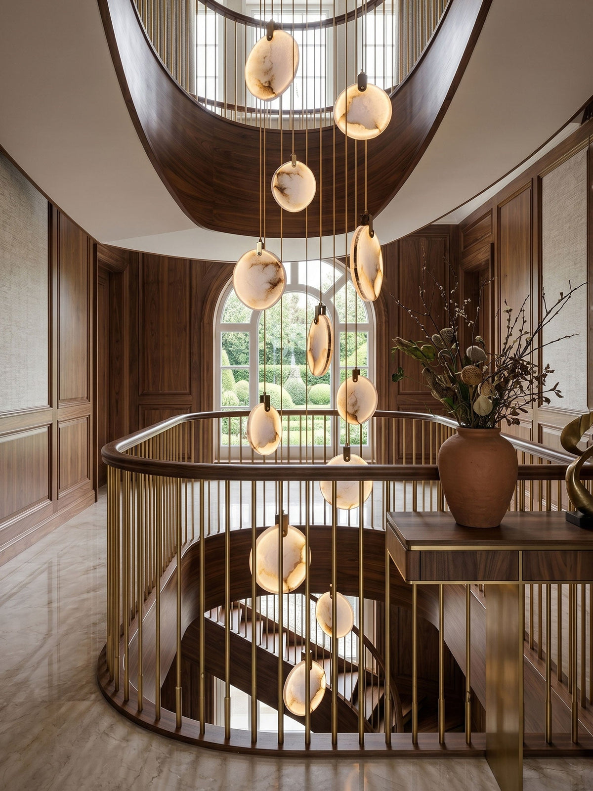 Harvest Alabaster Pendant Light – Natural Stone LED Chandelier