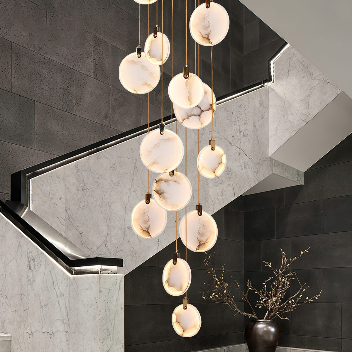 Harvest Alabaster Pendant Light – Natural Stone LED Chandelier