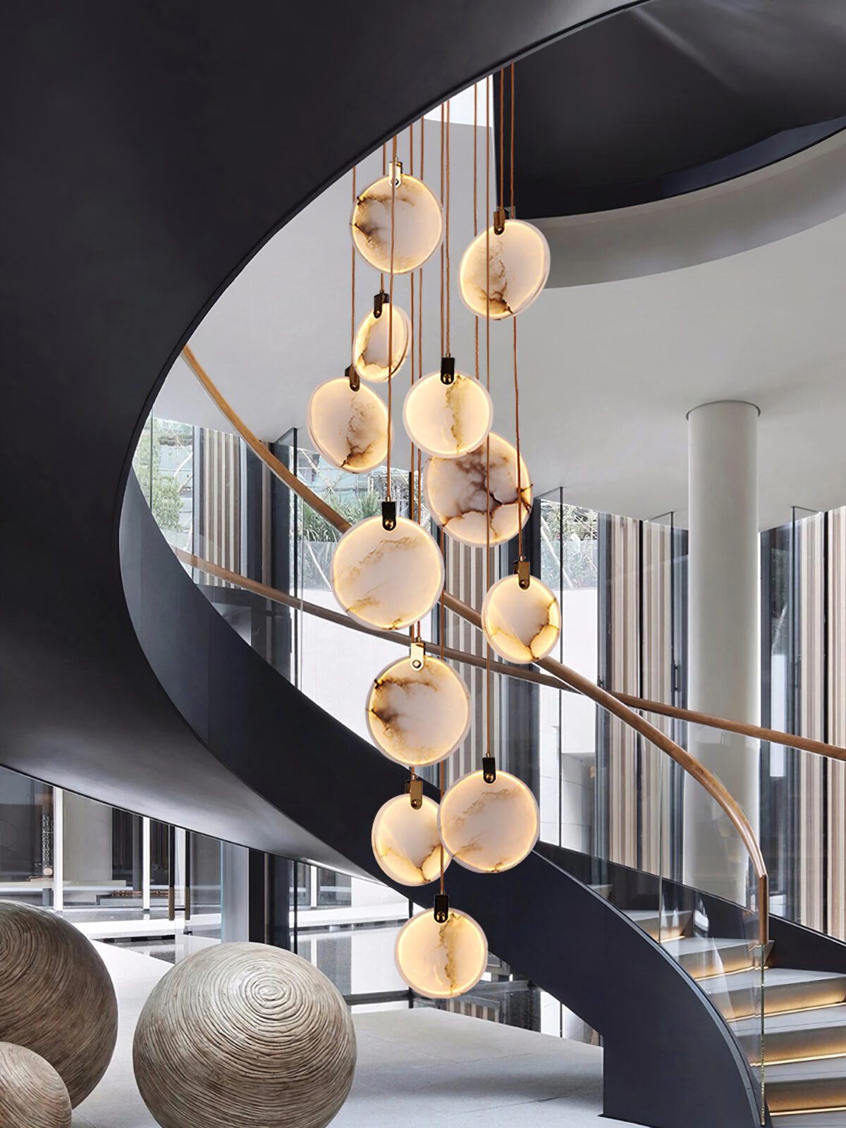 Harvest Alabaster Pendant Light – Natural Stone LED Chandelier