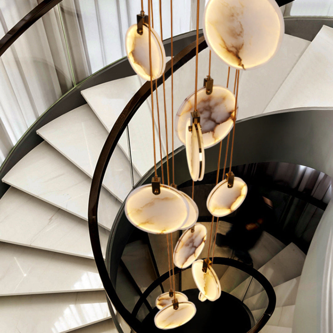 Harvest Alabaster Pendant Light – Natural Stone LED Chandelier