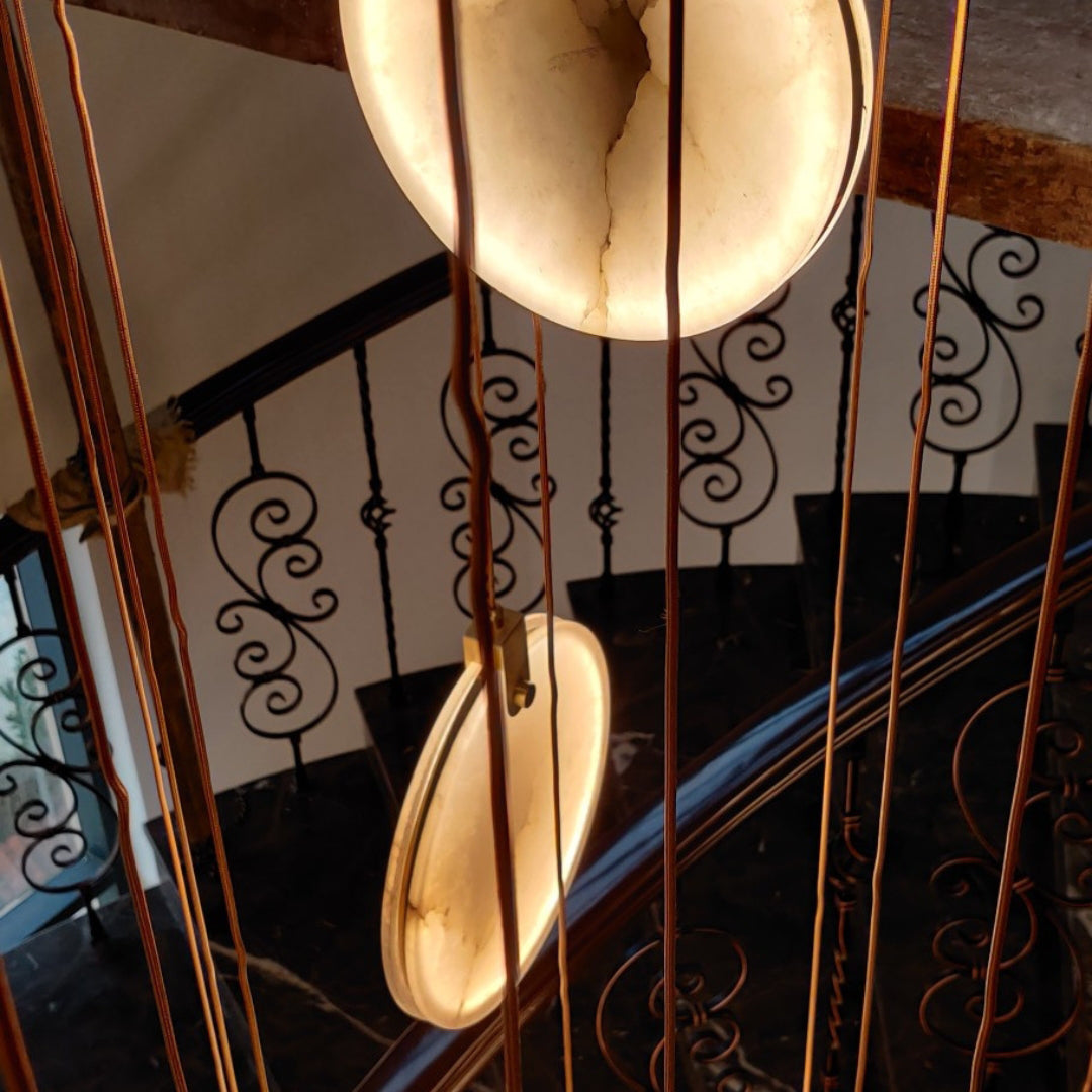 Harvest Alabaster Pendant Light – Natural Stone LED Chandelier
