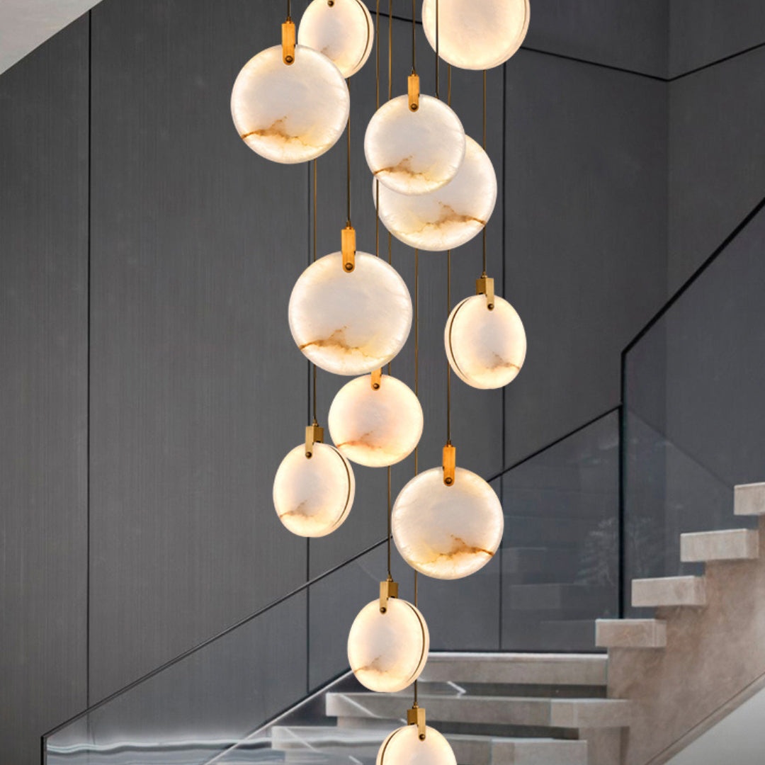 Harvest Alabaster Pendant Light – Natural Stone LED Chandelier