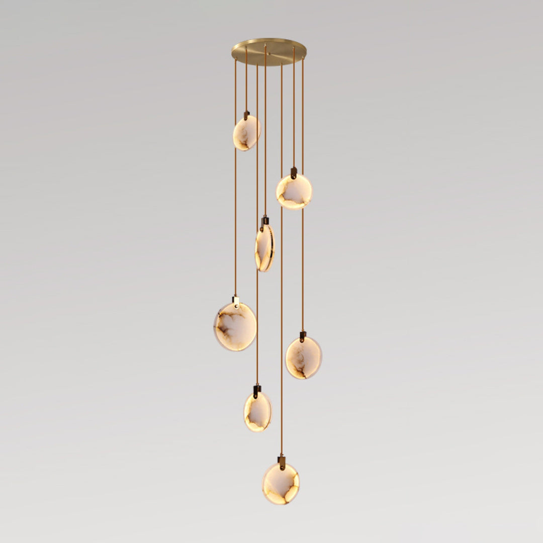 Harvest Alabaster Pendant Light – Natural Stone LED Chandelier