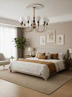 Helena Curve Chandelier – Modern Brass & Walnut Pendant Light for Dining Room