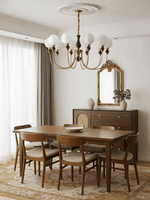 Helena Curve Chandelier – Modern Brass & Walnut Pendant Light for Dining Room