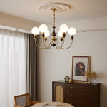Helena Curve Chandelier – Modern Brass & Walnut Pendant Light for Dining Room
