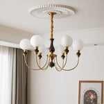 Helena Curve Chandelier – Modern Brass & Walnut Pendant Light for Dining Room