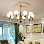 Helena Curve Chandelier – Modern Brass & Walnut Pendant Light for Dining Room