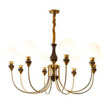 Helena Curve Chandelier – Modern Brass & Walnut Pendant Light for Dining Room